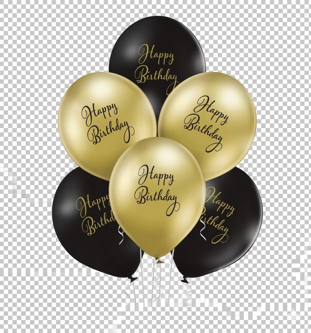 Ballons Happy Birthday Or & Noir